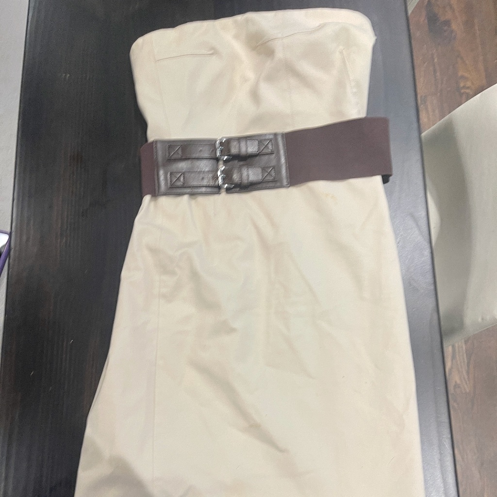 Strapless Fitted Knee Length Dress With Great Belt